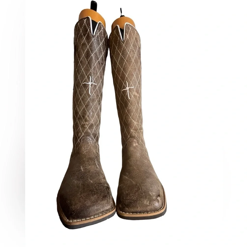 TWISTED X boy DISTRESSED RUFF STOCK COWBOY BOOTS - BROAD SQUARE TOE